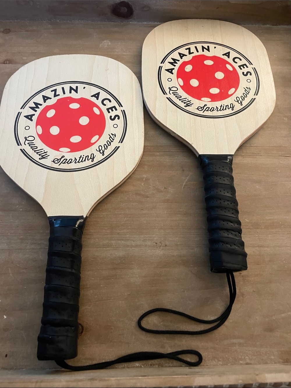 Wooden Pickleball Paddles - Red/Black Amazin Aces nice condition !